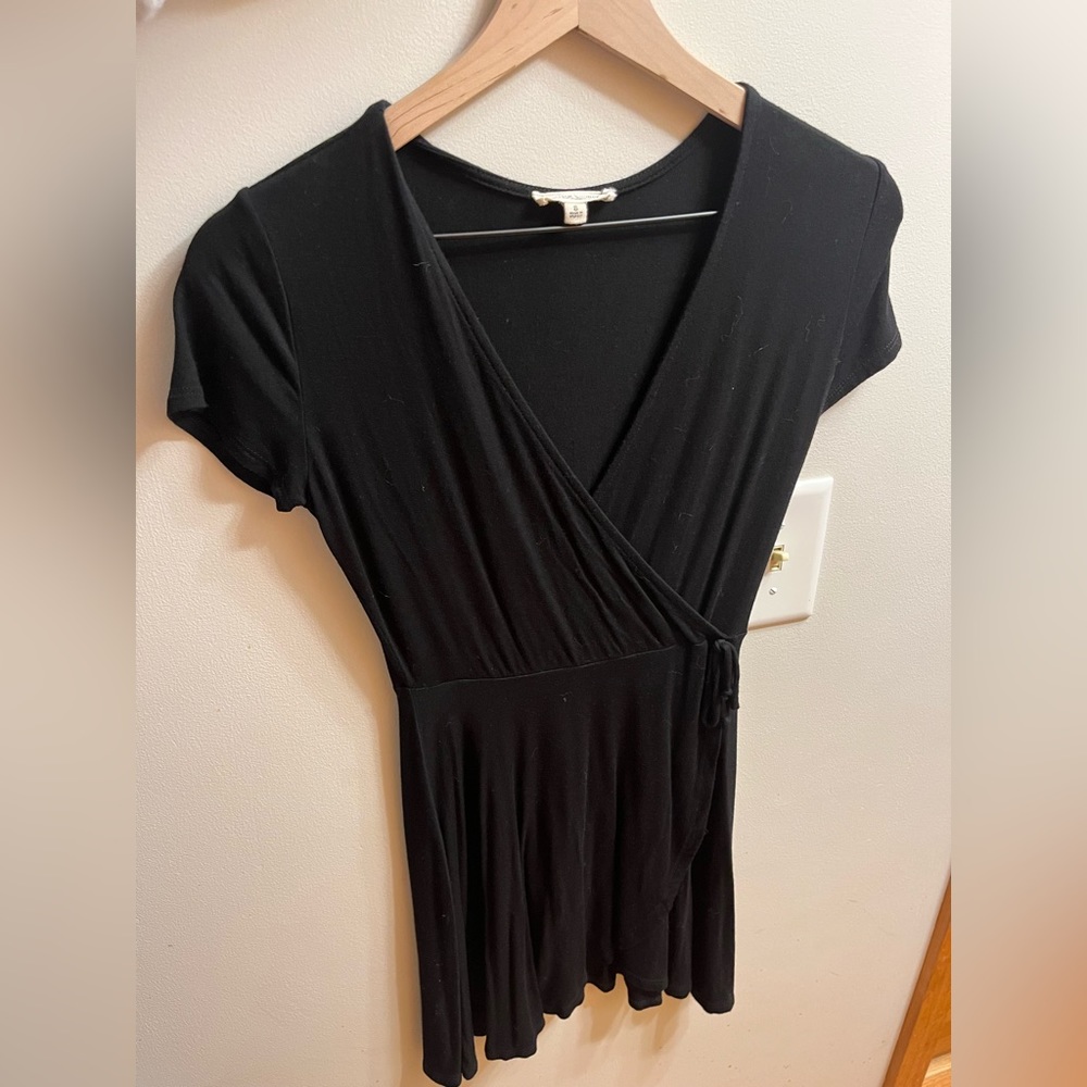 Black V-Neck wrap dress